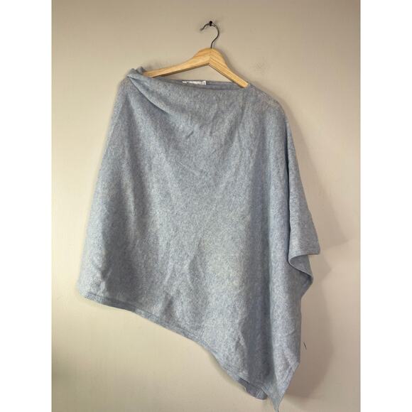 NEW Peter Millar Cashmere Poncho Scarf Asymmetrical Drape Top Blue - Picture 2 of 7